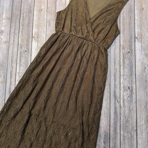 Crochet Maxi Dress- Army Green- SIZE SMALL
